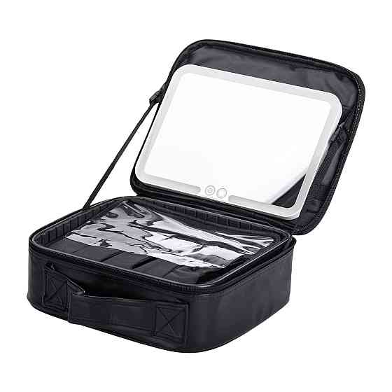 Органайзер косметичка з еко шкіри з дзеркалом та підсвічуванням 26×22×9 см HP-10-2AB Коломыя