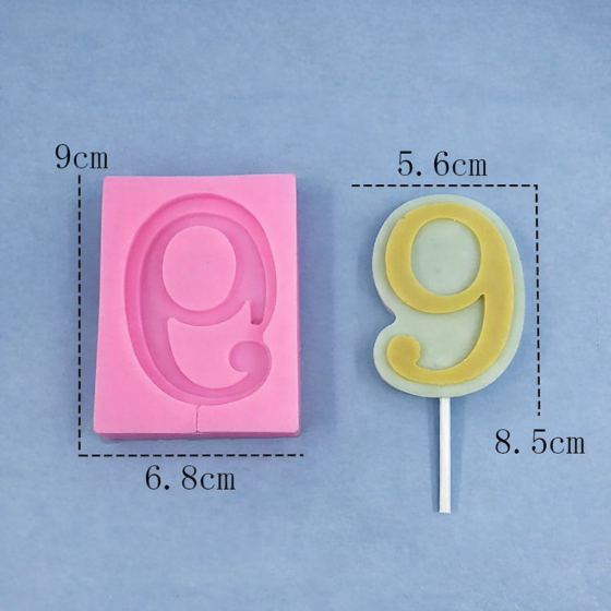 Молд силіконовий цифра 9 універсальний 90 на 68 мм рожевий Київ
