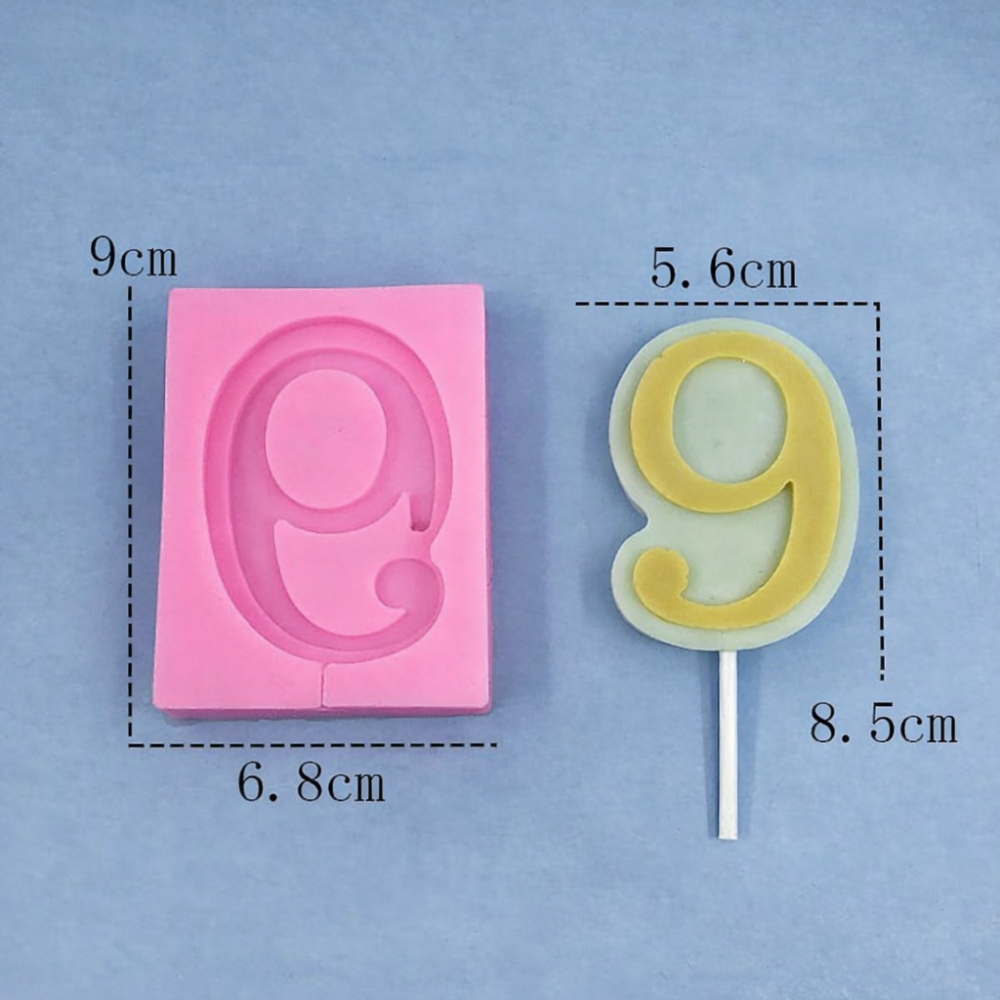 Молд силіконовий цифра 9 універсальний 90 на 68 мм рожевий Київ - фото 3