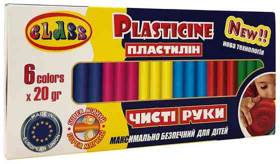 Пластилін "Class" "Чисті руки MAXI"  6кол.*20гр, ECO, 7643С, шт Київ