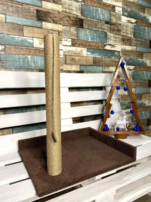 Кігтеточка лежанка для кішок підлогова кутова з канатом 63×55×45 см Київ - фото 5