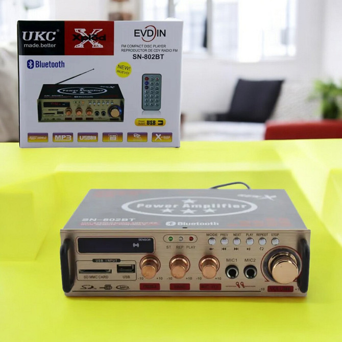 Усилитель UKC AMP 802 BT / Усилитель звука / FM USB Блютуз + Караоке / Усилитель с Bluetooth Киев - изображение 1