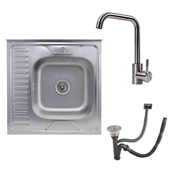 VALESO КОМПЛЕКТ мийка накладна 6060 САТИН "R" 0,7/160 TM Valeso + змішувач NS02A Valeso Коломия