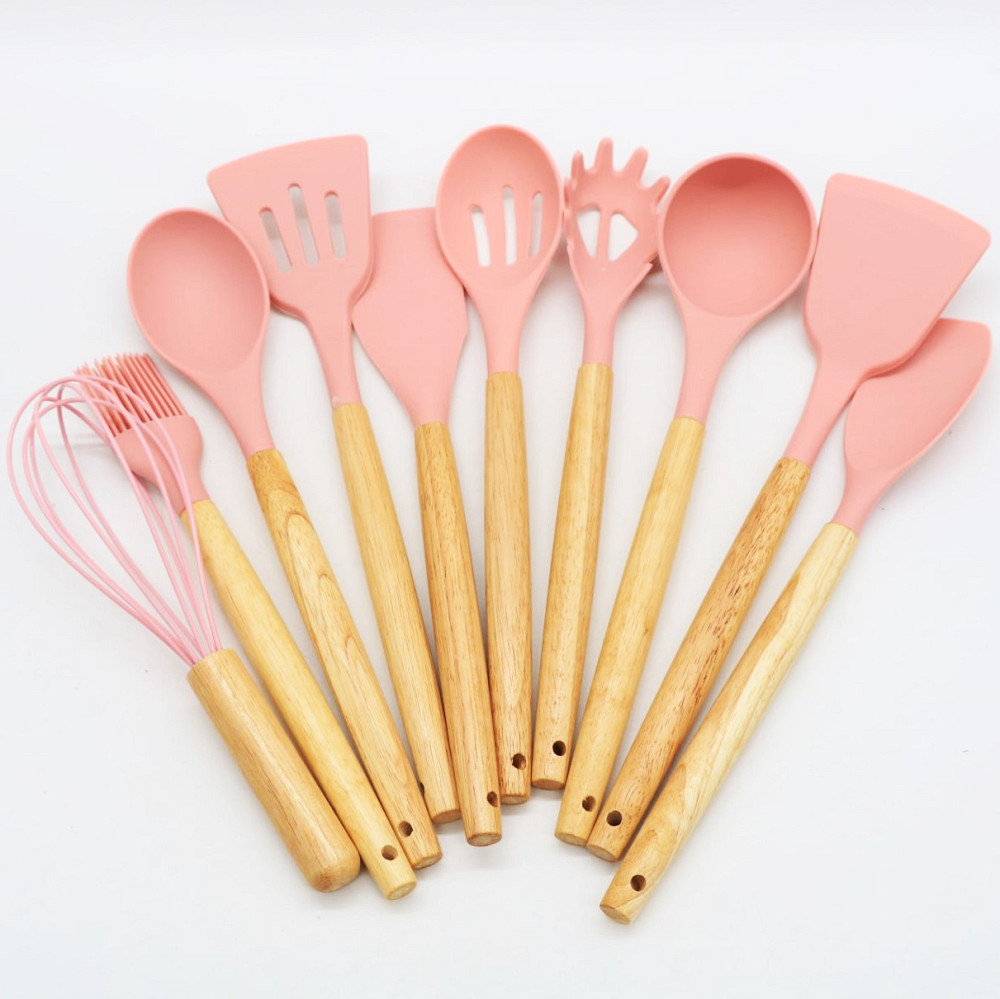 Набір кухонних речей, 19 предметів Kitchen Set, Рожевий / Силіконовий набір для кухні / Кухонний набір Київ - фото 7