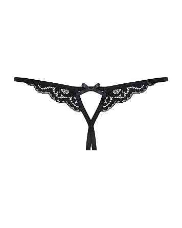 Жіночі стрінги - Obsessive 831-THC-1 Crotchless Thong Black - L/XL Sex Aura Київ