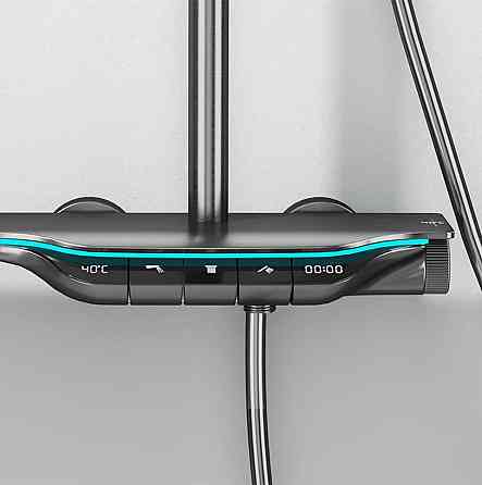 Душова система з тропічним душем та ручною термостатичною душовою системою Gun Grey (569928092) Київ