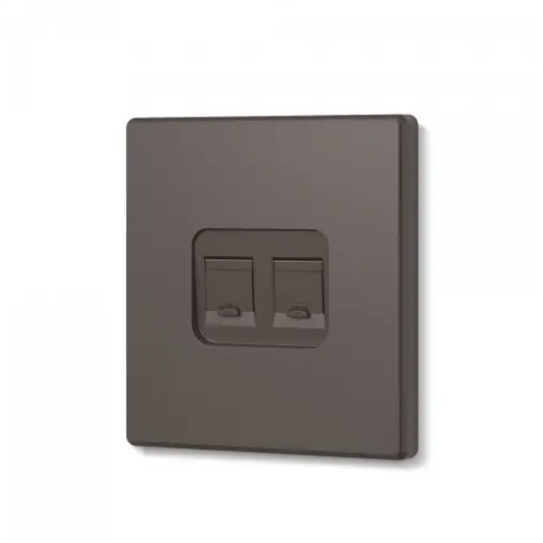 Розетка CAT6e подвійна комп'ютерна мокко VIDEX NOTA (VF-NT-SK2PC6-BR) Житомир