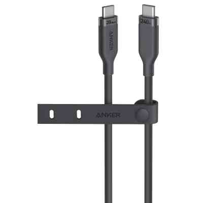 Дата кабель USB-C to USB-C 0.9m 240W 20Gbps 4K Video bio-nylon black Anker (A80N1H11) Винница