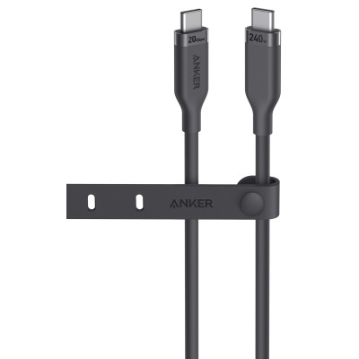Дата кабель USB-C to USB-C 0.9m 240W 20Gbps 4K Video bio-nylon black Anker (A80N1H11) Винница - изображение 1