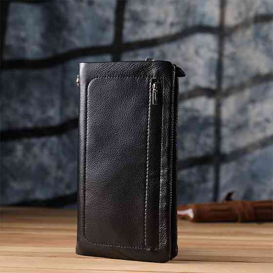 Женский кожаный кошелек-клатч с отделением под телефон ST Leather 23101 Черный Киев