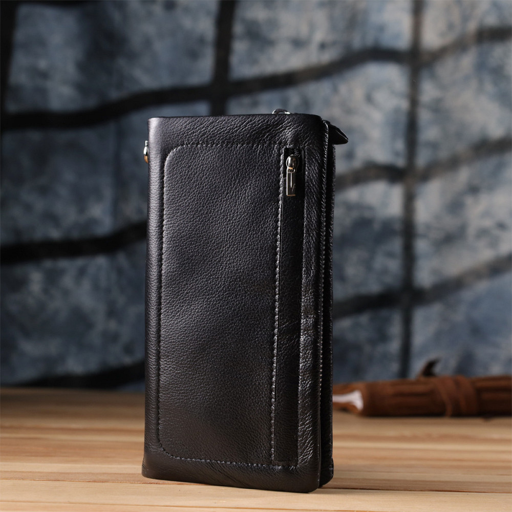 Женский кожаный кошелек-клатч с отделением под телефон ST Leather 23101 Черный Киев - изображение 2