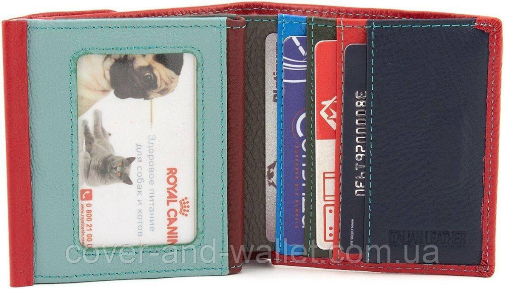 Компактний жіночий шкіряний гаманець у два складання червоного кольору ST Leather Київ - фото 5