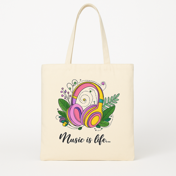 Набір екосумка-розмальовка „Music is Life“ бавовна 220 г/м2 38х42см ROSA Talent Київ