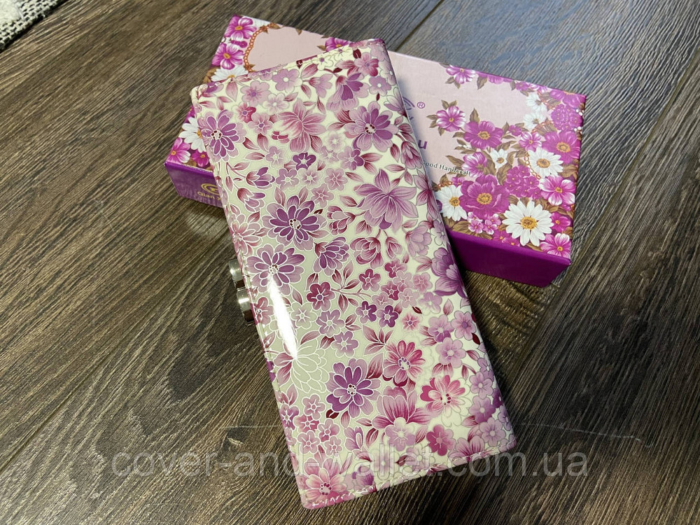 Красивый женский кошелёк белого цвета с фиолетовыми цветами Qian Xi Lu Киев - изображение 6