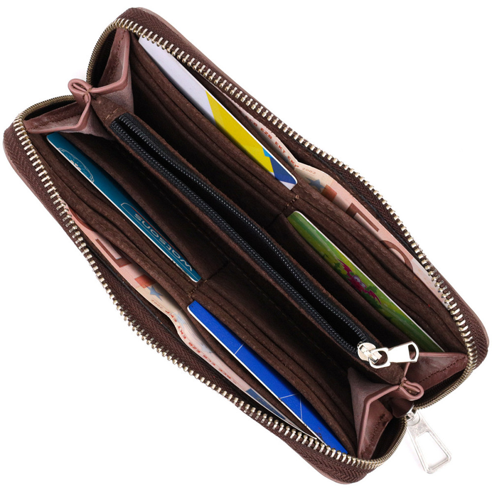 Практичное портмоне з натуральної шкіри GRANDE PELLE 16797 Пудровий Київ - фото 4