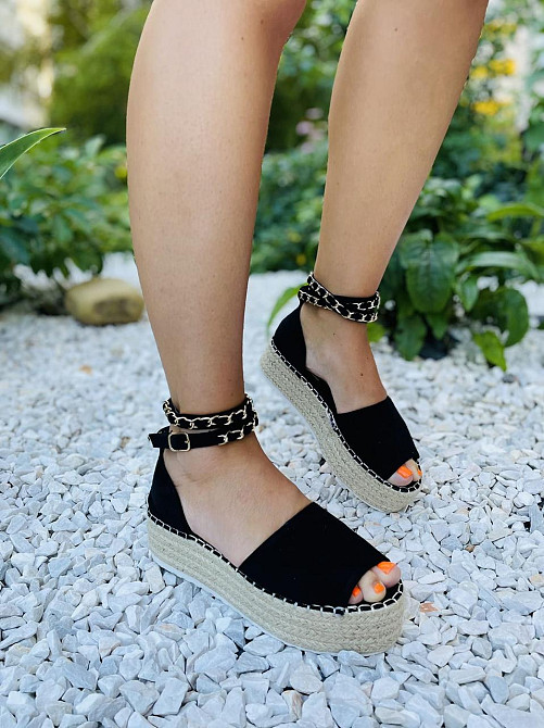 Seastar Чорні босоніжки літні жіночі на танкетці еко-замша SEASTAR JH153P 36р.38р.39р.40р. Коломыя - изображение 3