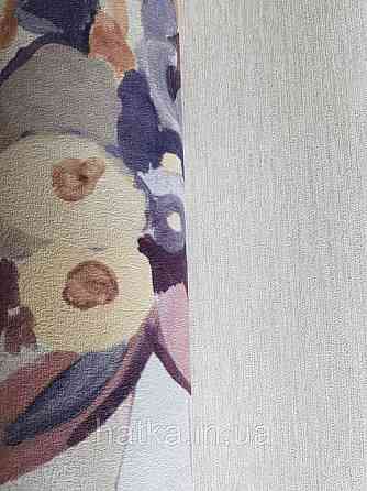 Шпалери вінілові Decoprint Breeze квіти у вазі бузкові рожеві жовті на коричневому акварель 0.53х10 м Київ