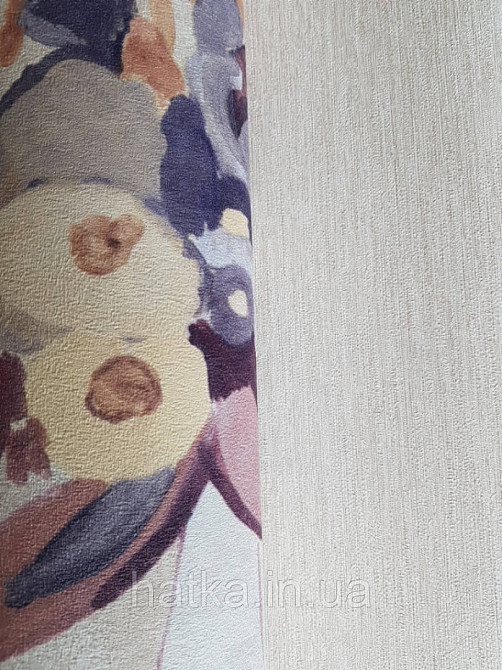 Шпалери вінілові Decoprint Breeze квіти у вазі бузкові рожеві жовті на коричневому акварель 0.53х10 м Київ - фото 3