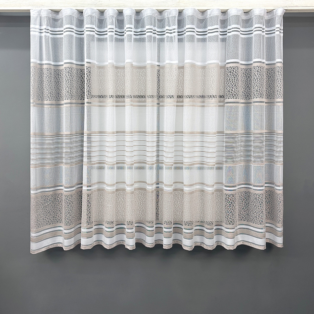 Короткий тюль VR-Textil 1948т Жаккард Белый с капучино 300х145 см (42-0904) Киев - изображение 1