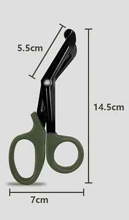 Тактические медицинские ножницы изогнутые 15 см зелёный Киев