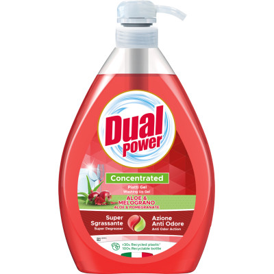 Средство для ручного мытья посуды Dual Power концентрированное Алоэ и гранат 1 л (8054633830710) Винница - изображение 1