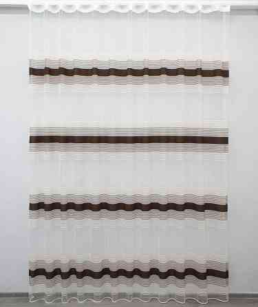 Тюль VR-Textil 1309т Терція Фатин смужки Венге з бежевим та какао 300х270 см (42-0008) Київ