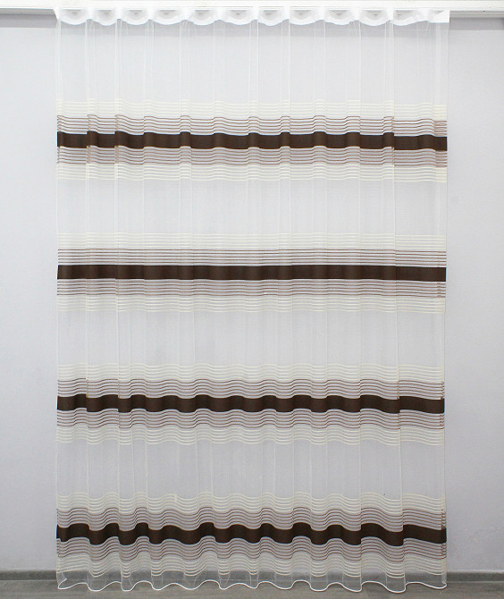 Тюль VR-Textil 1309т Терція Фатин смужки Венге з бежевим та какао 300х270 см (42-0008) Київ - фото 3
