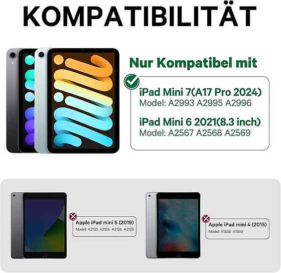 Чохол з Bluetooth клавіатурою для iPad Mini 7/6 8.3” 2024/2021 з підсвіткою, тачпадом і поворотом на 360°, QWERTZ, чорний Київ