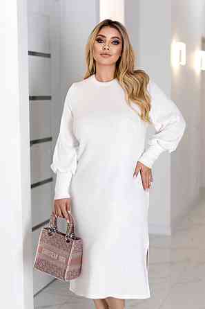 Элегантное ангоровое платье миди с разрезом Ellite 42-44, Молочный Киев