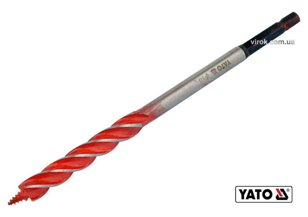 Свердло по дереву YATO : Ø= 10 мм, L= 165 мм, HRC 40-45 з 4 пругами, HEX- 1/4" [100] Одеса - фото 1