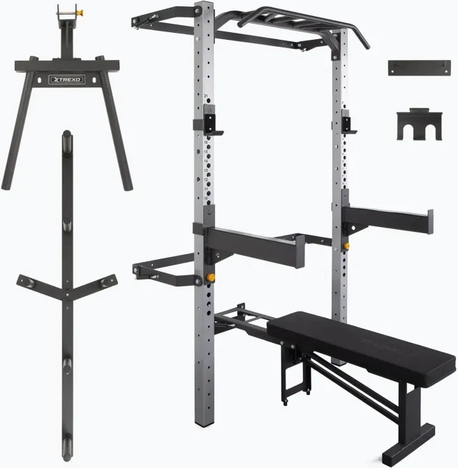 Тренажер Klatka ścienna TREXO Mercury z ławką i wieszakiem na Тарілки czarny Київ - фото 1