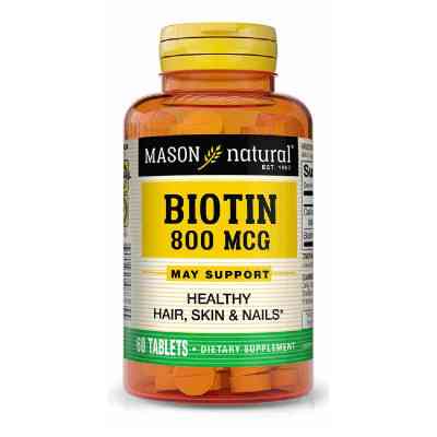 Вітамін Mason Natural Біотин 800 мкг, Biotin, 60 пігулок (MAV07365) Вінниця