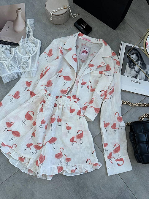 Женская принтованная пижама двойка из натурального муслина Одесса - изображение 5