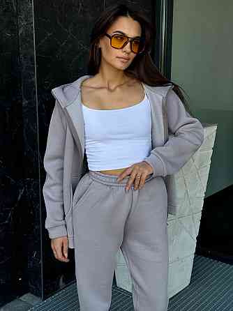 Теплий спортивний костюм жіночий на блискавці Сірий 50/52 Харків