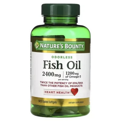 Жирные кислоты Nature's Bounty Рыбий жир, 2400 мг, Odorless Fish Oil, 90 гелевых капсул (NRT-17130) Винница - изображение 1