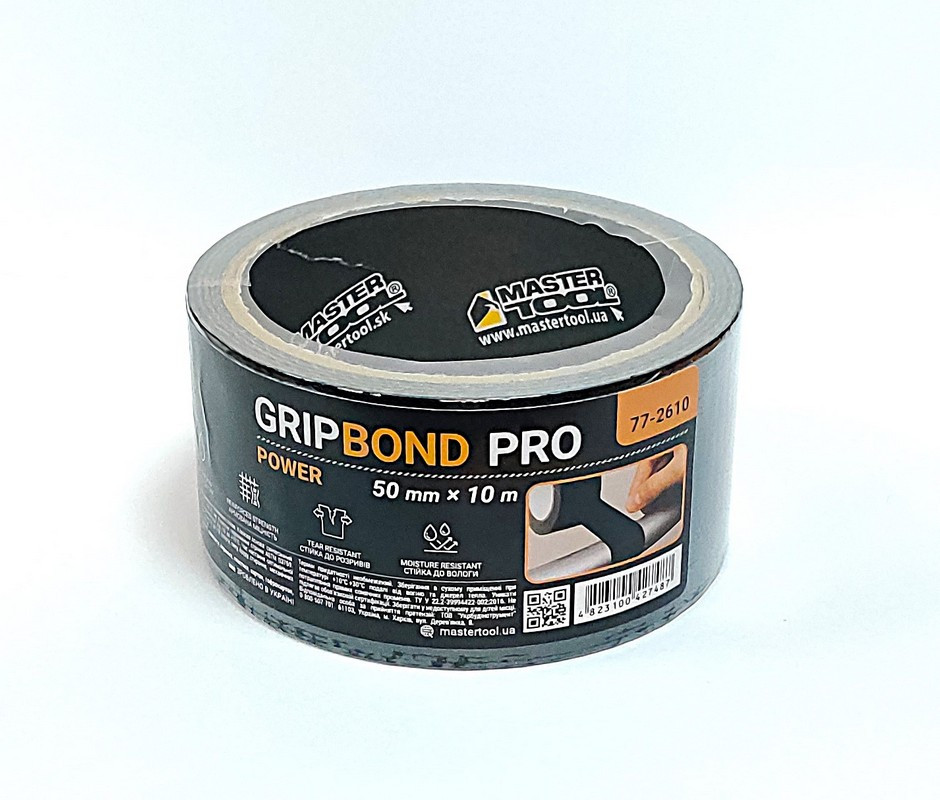 MASTERTOOL Стрічка армована MASTERTOOL GripBond Pro Power t 80°C 50 мм×10 м чорна 77-2610 Коломия - фото 1