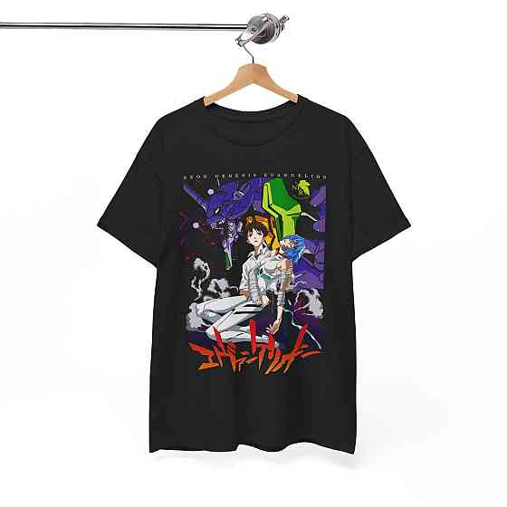 Футболка чоловіча з аніме принтом Євангеліон оверсайз (S/M/L) Чорний AnimeJ0026 Дніпро