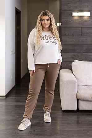 Жіночий спортивний костюм двонитка "Foll" | Норма і батал Капучіно, 54-56 Київ