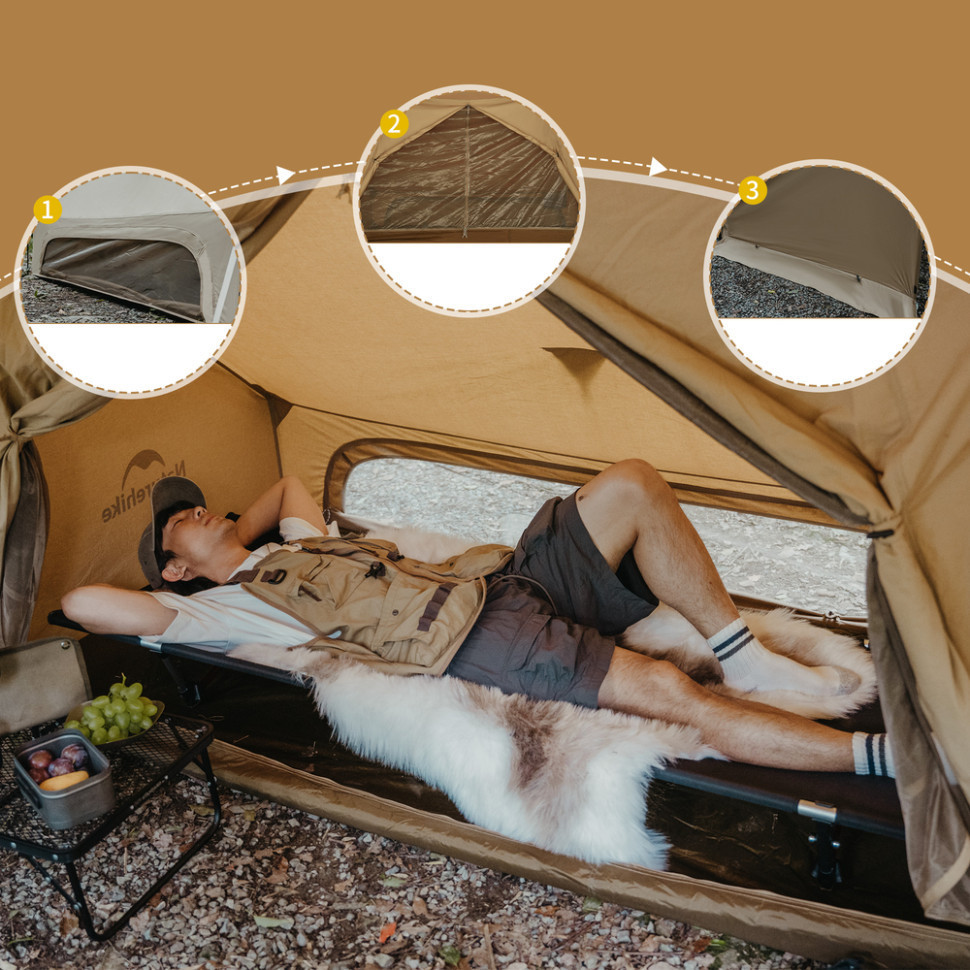 Намет одномісний із тентом Naturehike CNK2450WS026, коричневий Київ - фото 5