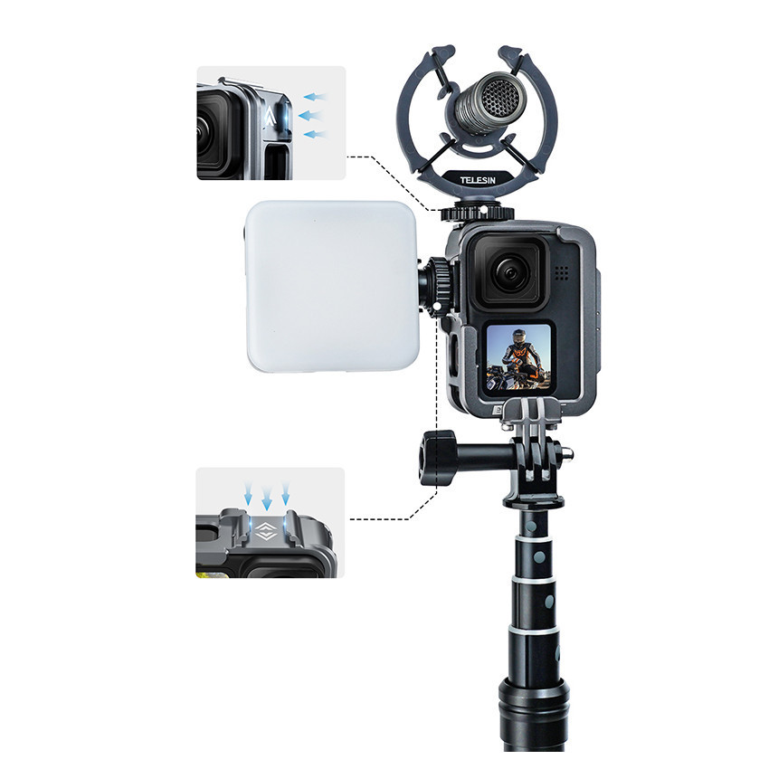 Рамка вертикальна GoPro 13/12/11/10/9 алюміній холодний башмак Telesin GP-FMS-G11-TZ Київ - фото 3