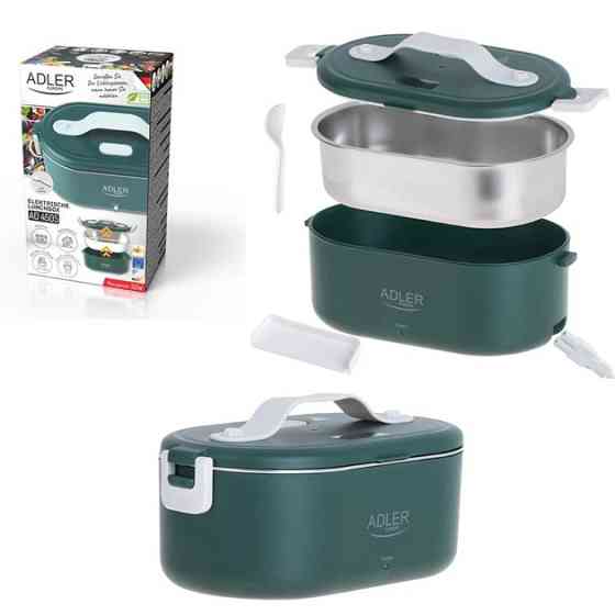 Ланч бокс с подогревом электрический Adler AD 4505 Green 55 Вт металлический для еды с крышкой 0,8л 220В VI-41 Львов