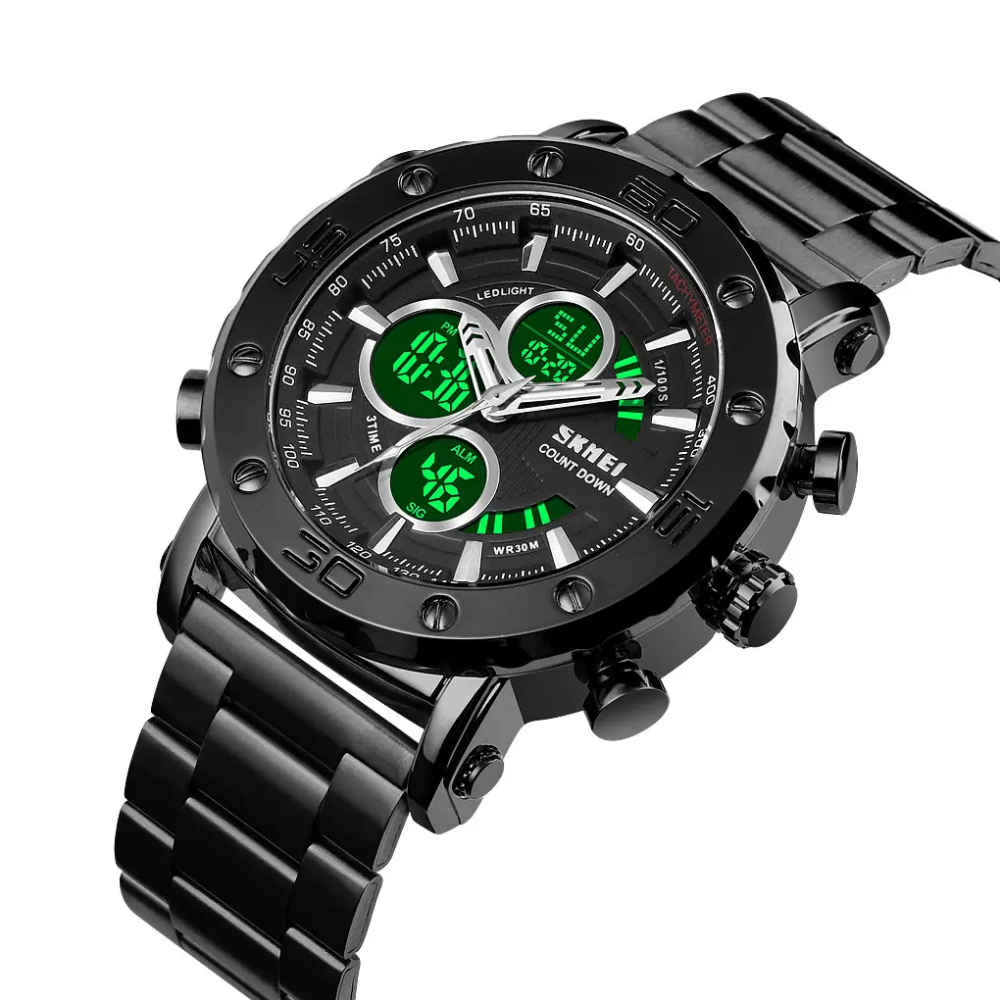 Чоловічий годинник Skmei 1636 з браслетом Чорний з чорним Вінниця - фото 2