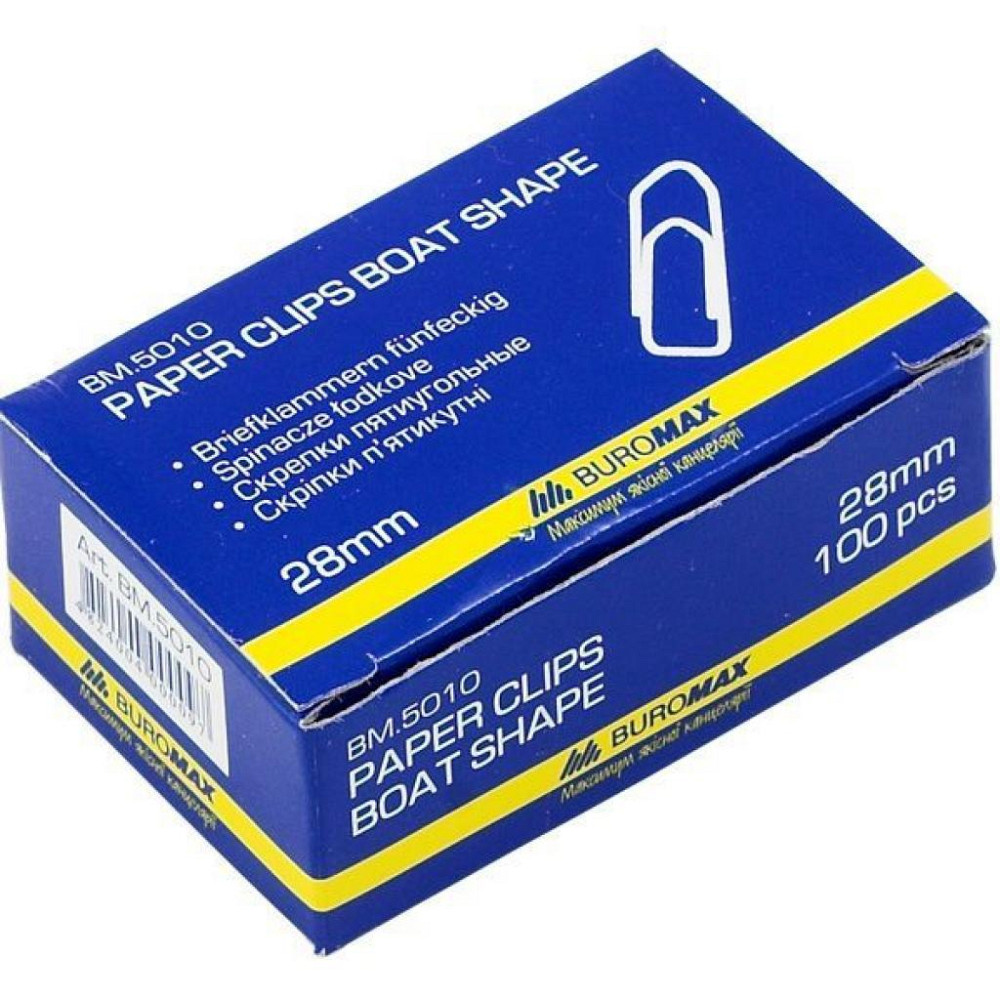 Скріпки канцелярські Buromax 28мм, nickel-plated, pentagonal, 100шт (BM.5010) Вінниця - фото 2
