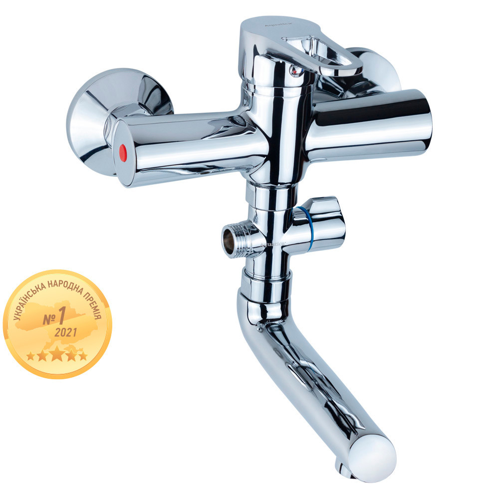 Смеситель HL Ø35 для ванны гусак прямой 150мм дивертор выносной картриджный AQUATICA HL-3C130C (9734210) Киев - изображение 1