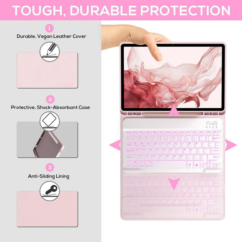 Чохол-книжка з Bluetooth клавіатурою для планшета Samsung Galaxy Tab S8 / S7 11 дюймів Дніпро - фото 7