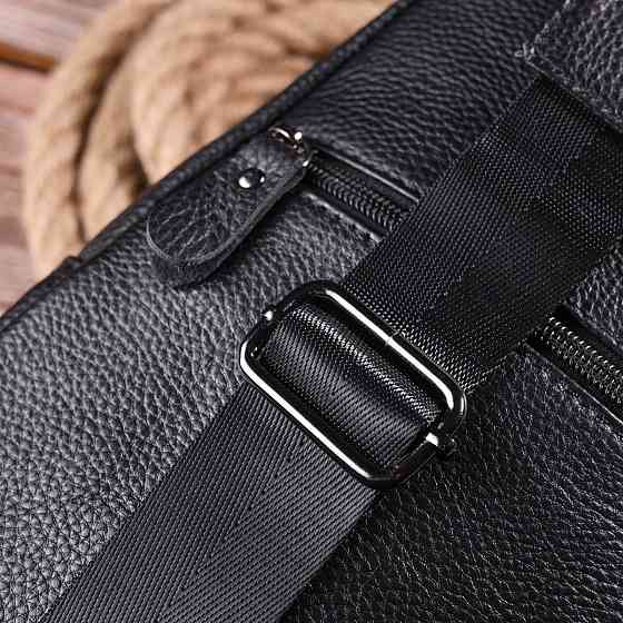 Сучасна чоловіча сумка через плече з натуральної шкіри 21307 Vintage Чорна Київ