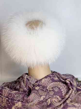 Меховая повязка на голову женская песцовая Белый Харьков
