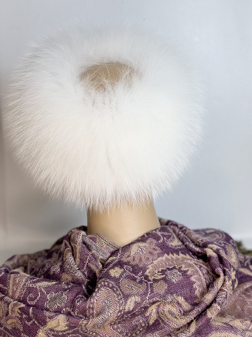 Меховая повязка на голову женская песцовая Белый Харьков - изображение 4