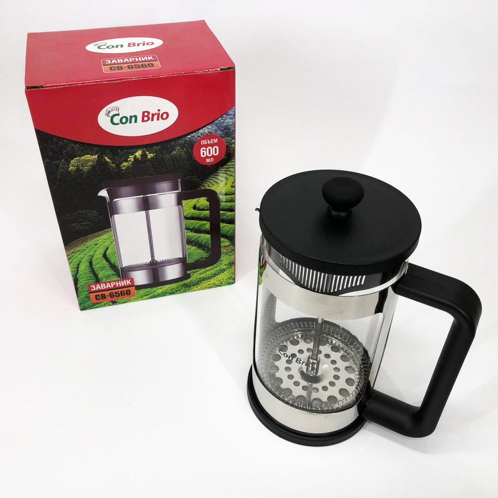 Стеклянный чайник для кофе и чая Con, Френч-пресс для заварки кофе Френч-пресс заваривания LW-37 Львов - изображение 1