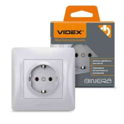 Розетка Videx BINERA 2ая із заземленням кремова (VF-BNSK1G-SS) Вінниця